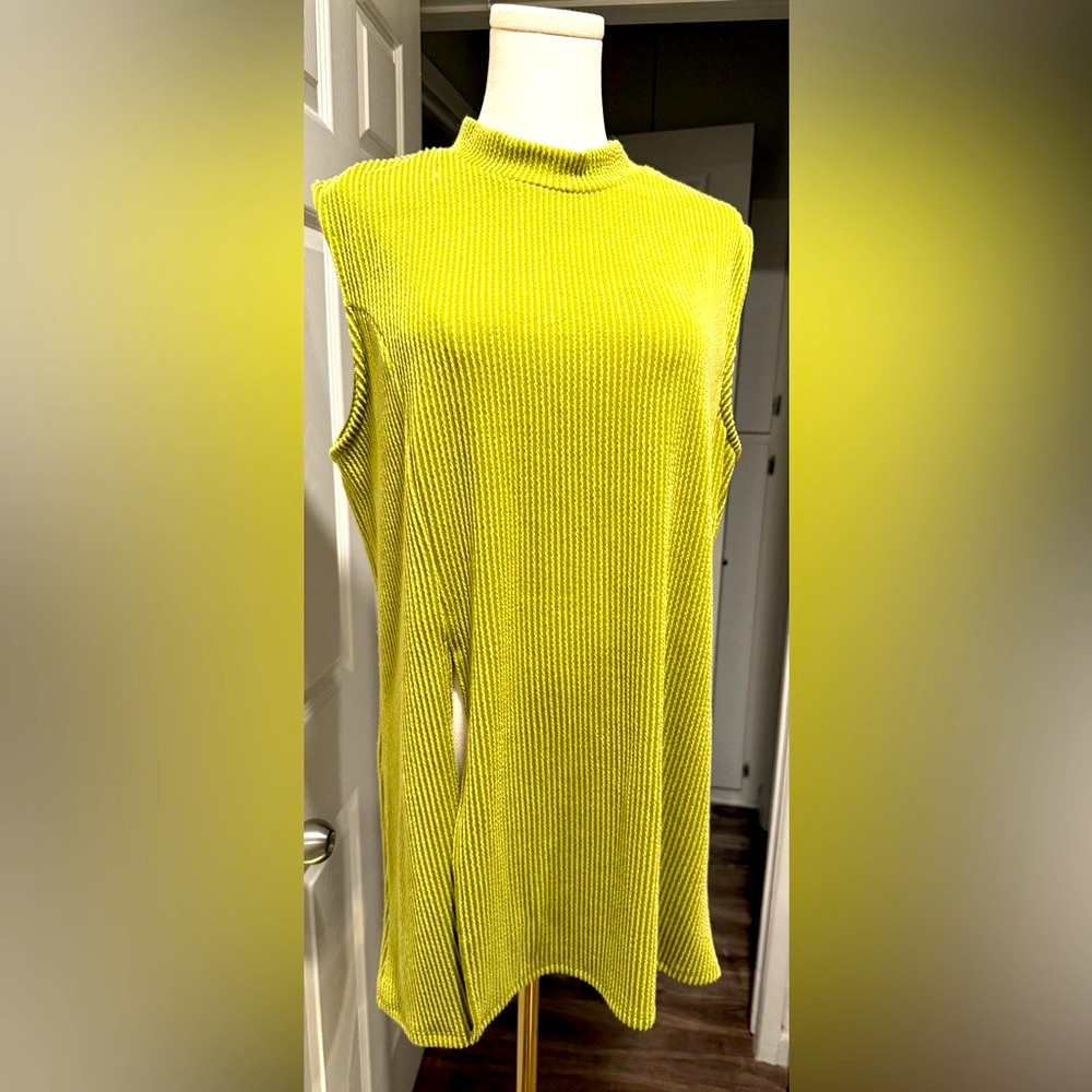 Lime Green Ribbed Knit Set – Size 3X (Top + Shorts) - Picture 3 of 4